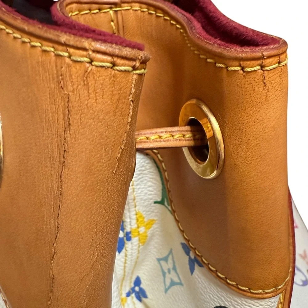 Louis Vuitton White Multicolor Monogram Handbag with Callouts